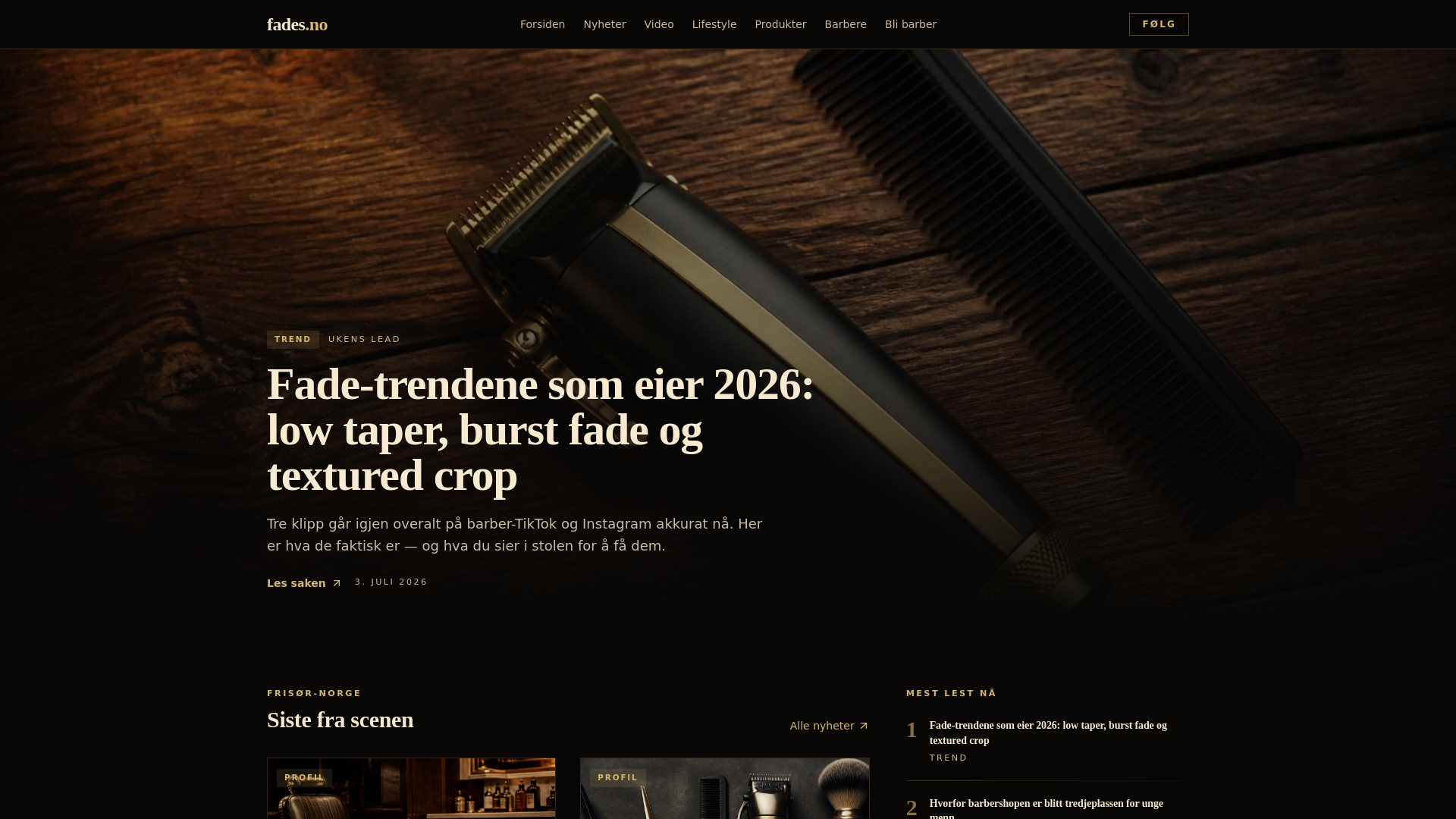 Fades, redaksjonelt bransjemedie for frisører og barbere